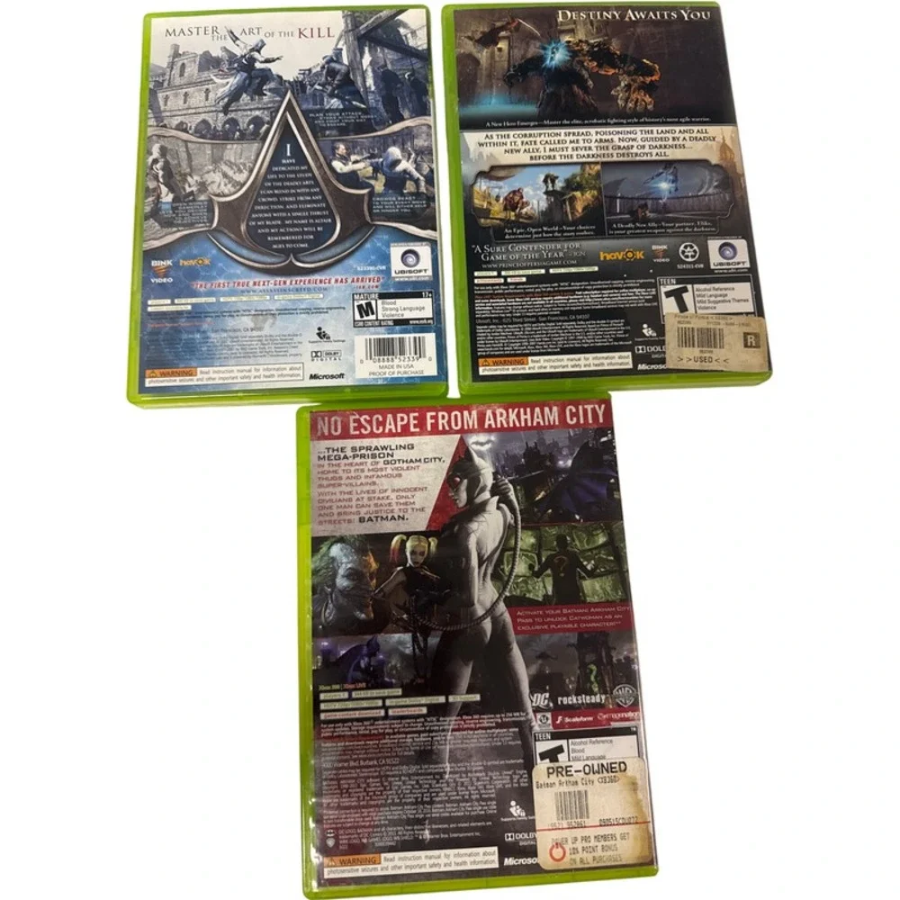 Xbox 360 Game Bundle Lot of 3 Assassins‎ Creed Prince of Persia Batman Arkham